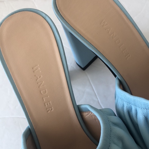 Wandler Ava Mule Lambskin Leather Sky Blue Shoes Heels Italy 38/ 8B - Picture 9 of 13